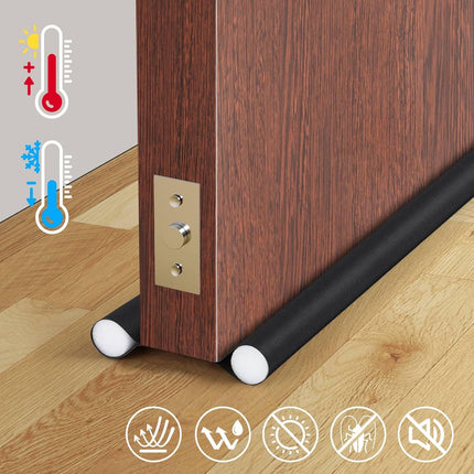 Insulated Door Draft Stopper with Eco-Friendly Oxford Fabric, Petluno 93cm Cut to Size, Double for Internal Doors 3-5 cm, Black.