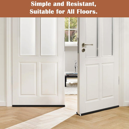 Insulated Door Draft Stopper with Eco-Friendly Oxford Fabric, Petluno 93cm Cut to Size, Double for Internal Doors 3-5 cm, Black.