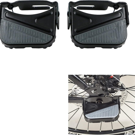 Bike rear pedal folding pedal footrest - mountain bike trekking cycling bike accessories pedals resin universal pegs footrest axle extension foot pedal rear black 1 pair 9.1 x 9.4 cm.
