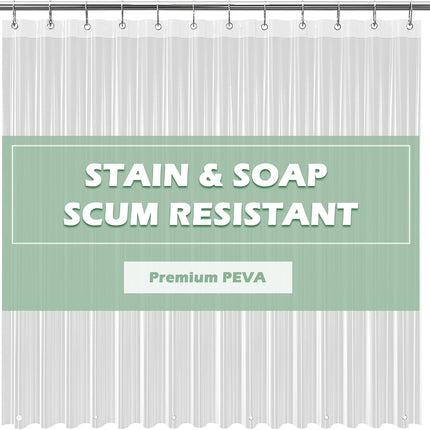 Petluno Clear Shower Curtain Liner Light Weight PEVA, 72x72 Inches, Waterproof, No Chemical Smell with 12 Rust Proof Metal Grommets Holes for Bathroom 72"W x 72"L (Pack of 1).