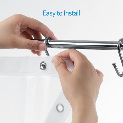 Petluno Clear Shower Curtain Liner Light Weight PEVA, 72x72 Inches, Waterproof, No Chemical Smell with 12 Rust Proof Metal Grommets Holes for Bathroom 72"W x 72"L (Pack of 1).