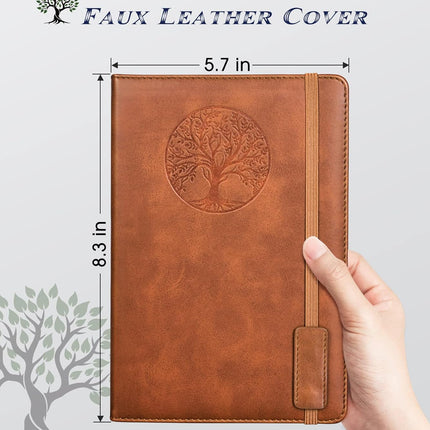 Lined Journal Notebook for Women and Men, 256 Pages A5 Hardcover Leather Journal for Writing, Travel, Business, Work & School, College Ruled Notebook for Note Taking, Diary Notepad 5.7"×8.3" (Brown) Brown A5-sized.