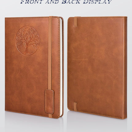 Lined Journal Notebook for Women and Men, 256 Pages A5 Hardcover Leather Journal for Writing, Travel, Business, Work & School, College Ruled Notebook for Note Taking, Diary Notepad 5.7"×8.3" (Brown) Brown A5-sized.