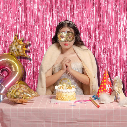 2 Pack Pink Backdrop Party Decorations Tinsel Curtain Foil Fringe Birthday Photo Booth Streamer Theme Bachelorette Graduation Decor 39.4"W x 78.7"L (Pack of 2).