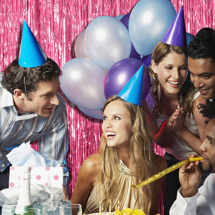 2 Pack Pink Backdrop Party Decorations Tinsel Curtain Foil Fringe Birthday Photo Booth Streamer Theme Bachelorette Graduation Decor 39.4"W x 78.7"L (Pack of 2).
