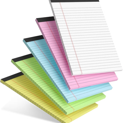 5pcs Small Note Pads 5x8 Notebook College Ruled Legal Color Notepads 5 Pack Study Back Writing x 8 Perforated Narrow of Paper for School & Office Supplies 30 Sheets/Pack Multicolor.