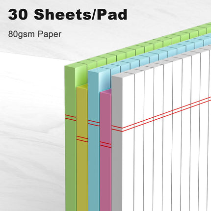 5pcs Small Note Pads 5x8 Notebook College Ruled Legal Color Notepads 5 Pack Study Back Writing x 8 Perforated Narrow of Paper for School & Office Supplies 30 Sheets/Pack Multicolor.