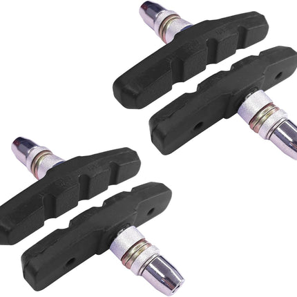 4 x bike brake blocks, 2 pairs, 60 mm, symmetric, V-brake, compatible with Shimano Tektro Avid Sram rims Cycle MTB City.