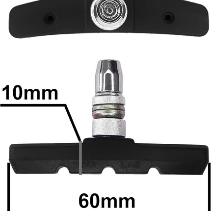 4 x bike brake blocks, 2 pairs, 60 mm, symmetric, V-brake, compatible with Shimano Tektro Avid Sram rims Cycle MTB City.
