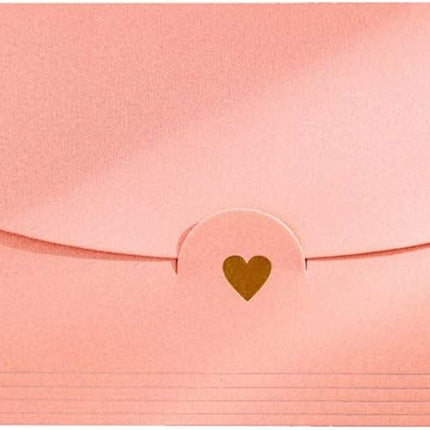Mini envelope, 50 pieces, gift card envelope, mini pink envelopes, with heart closure, for DIY gift vouchers, Christmas, Valentine's Day, birthday party, gift card (Pink) pink.