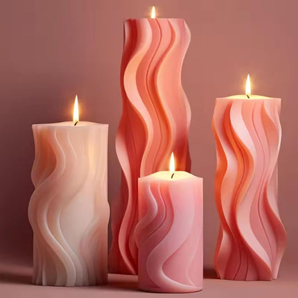 Silicone Molds Casting Molds Candle Mold Candles Making Silicone 3D Handmade Candle Molds DIY Silicone Mold for Casting as Home Decor, Scented Candle (Wave) Wave.