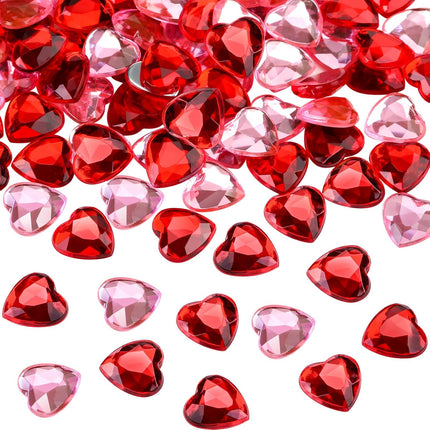 Petluno 200 red acrylic hearts for Valentine's Day, wedding, table, scattering, decoration, heart vase filler, 1.5 cm (200 pieces, red, pink).