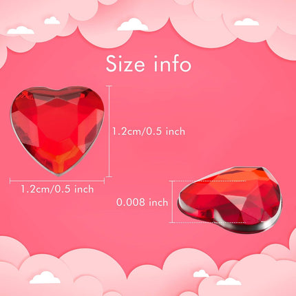 Petluno 200 red acrylic hearts for Valentine's Day, wedding, table, scattering, decoration, heart vase filler, 1.5 cm (200 pieces, red, pink).
