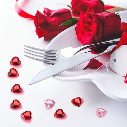 Petluno 200 red acrylic hearts for Valentine's Day, wedding, table, scattering, decoration, heart vase filler, 1.5 cm (200 pieces, red, pink).