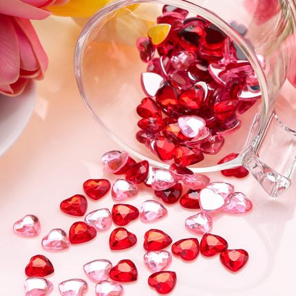 Petluno 200 red acrylic hearts for Valentine's Day, wedding, table, scattering, decoration, heart vase filler, 1.5 cm (200 pieces, red, pink).