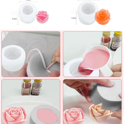2 candle-shaped molds for pouring, 3D silicone for Mother's Day, Valentine's Day, birthday, Valentine's Day..