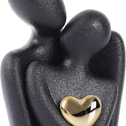 Mini Couples Statue - Ceramic Romantic Pair in Love Figurines for Bedroom Decor, TV Cabinet, Wedding Valentine's Gift, Small Knick Knacks Home Shelf (4.7 inch Black) 12 cm inch) Black.