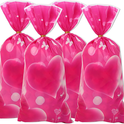 Petluno 50 Pink Gift Bags for Valentine's Day Decoration Peach Heart Small Candy Bag Women's Valentine's Gift Hair with Linen Candy Bags Party Favor Christmas Birthday.