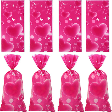 Petluno 50 Pink Gift Bags for Valentine's Day Decoration Peach Heart Small Candy Bag Women's Valentine's Gift Hair with Linen Candy Bags Party Favor Christmas Birthday.