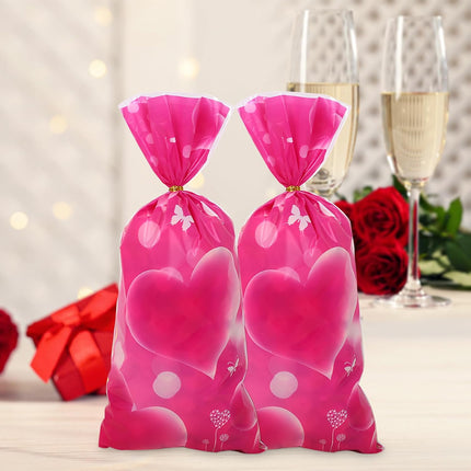 Petluno 50 Pink Gift Bags for Valentine's Day Decoration Peach Heart Small Candy Bag Women's Valentine's Gift Hair with Linen Candy Bags Party Favor Christmas Birthday.