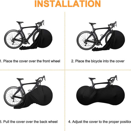 Bike Wheel Cover Indoor Dust-Proof and High Elasticity Bicycle Bag Black Large.