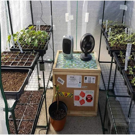 Petluno 4-piece seedling trays, 24-cell plastic seedling propagation trays, flower seed growing containers with adjustable ventilation openings for greenhouse, garden, home (with lids and bases).