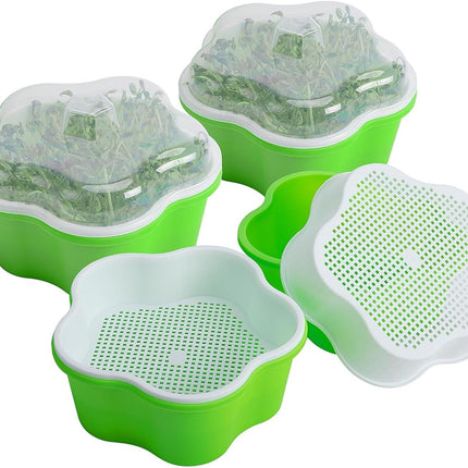 Petluno 4 pieces seedling pots with lids, 16 cm seedling pot BPA-free healthy hydroponic growing pot soil-free sprouting container for growing mung beans, alfalfa, wheatgrass.