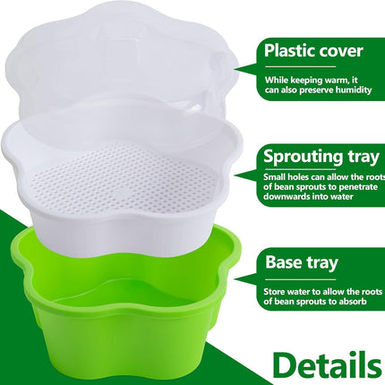 Petluno 4 pieces seedling pots with lids, 16 cm seedling pot BPA-free healthy hydroponic growing pot soil-free sprouting container for growing mung beans, alfalfa, wheatgrass.