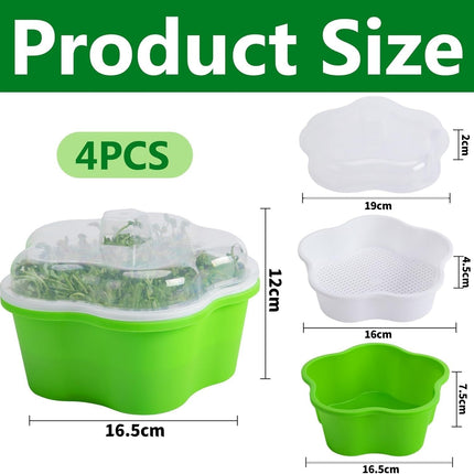 Petluno 4 pieces seedling pots with lids, 16 cm seedling pot BPA-free healthy hydroponic growing pot soil-free sprouting container for growing mung beans, alfalfa, wheatgrass.