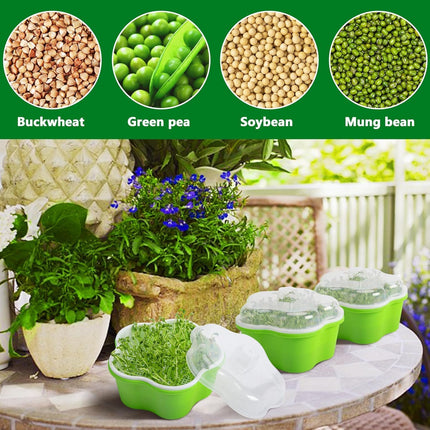 Petluno 4 pieces seedling pots with lids, 16 cm seedling pot BPA-free healthy hydroponic growing pot soil-free sprouting container for growing mung beans, alfalfa, wheatgrass.
