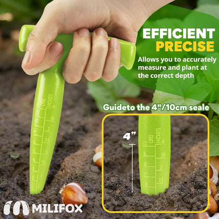 Seed planter tool, 17.5 cm Dibber garden tool, plastic seed dibbler for plants, bulb digger garden planter with handle for sowing seeds, bulbs, digging (light green) Light green.