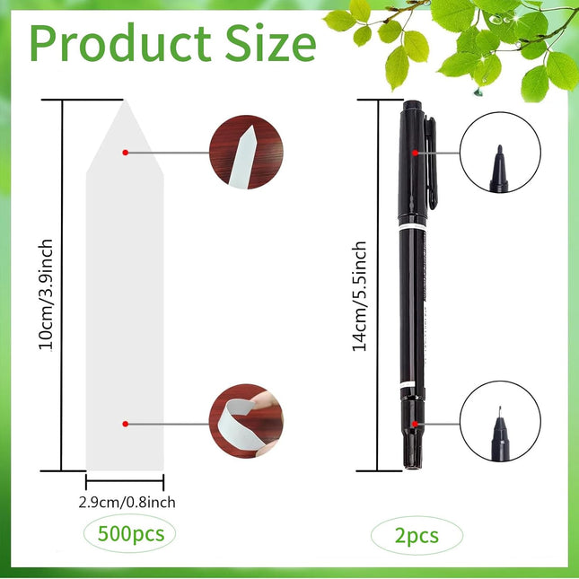 Petluno 500 pieces plant labels, plastic plant tags, white plant stakes, stake labels, weatherproof, garden labels with 2 black felt tip pens for outdoor, garden, plants, flowers (white) white.
