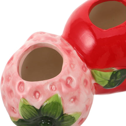 Petluno Ceramic Vase in Strawberry Shape Sturdy Durable Flower Pot for Hydroponic Cuttings Decorative Fruit Vase Kitchen Office Shelf Accents.
