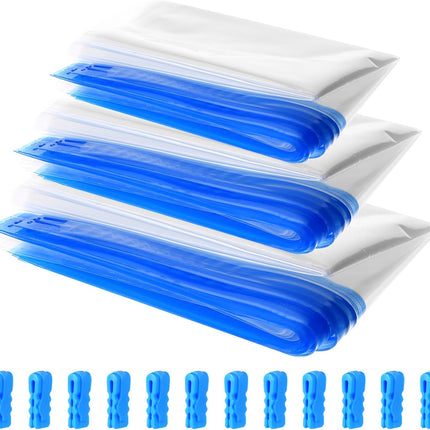12 reusable roll-up compression bags, space-saving small medium large vacuum storage bags for clothes, bedding, suitcases, packaging, no pump needed (3 sizes).