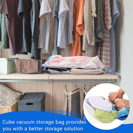 12 reusable roll-up compression bags, space-saving small medium large vacuum storage bags for clothes, bedding, suitcases, packaging, no pump needed (3 sizes).