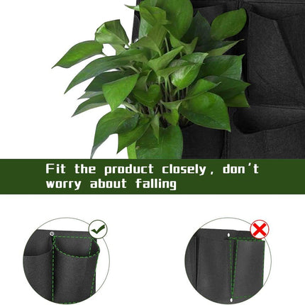 Vertical wall planter, compartments for hanging planters, felt bags, vertical flower pot, plant bag, wall growing bag, garden decoration (black) Black.