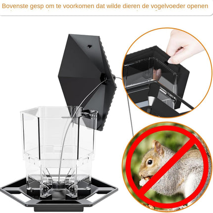 Bird Feeder Houses | Hanging and Refillable Feeding Station Squirrel-Proof Window Bird Feeder Including Landing Perch for Outdoor Garden Birds Wildlife Black.