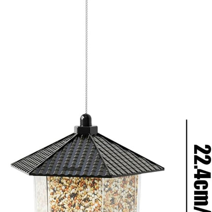 Bird Feeder Houses | Hanging and Refillable Feeding Station Squirrel-Proof Window Bird Feeder Including Landing Perch for Outdoor Garden Birds Wildlife Black.