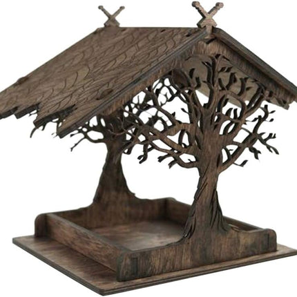 Vogelhuisje, wooden birdhouse, feeding stations, creative bird feeders, hanging bird food dispenser, wild birds, home, garden, courtyard, tree, decoration.