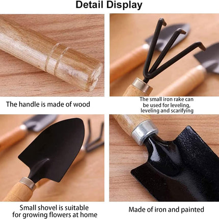 Garden tool set, 3-piece garden tool set, garden trowel, small, wooden handle, hand trowels, small garden set for bonsai, tool, plant pot, flowers.