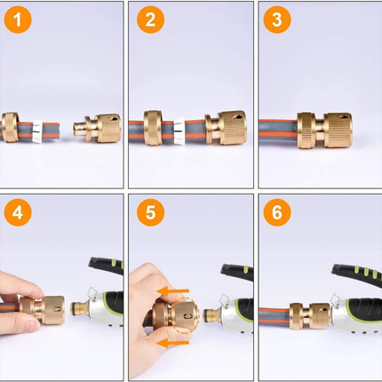 CT 2 st Brass Hose Connector Hose End Quick Coupling 1/2" Hose Pipe for Gardening, Watering, Car Washing.