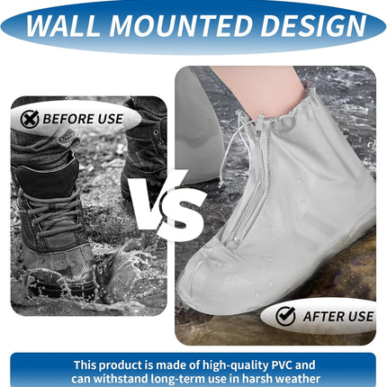 overshoes, waterproof, 4 reusable bike overshoes, anti-slip reinforcement with zip closure, can be worn anywhere, rain protection for shoes when cycling.