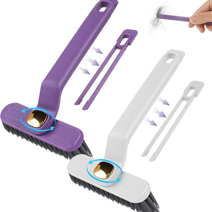Petluno multifunctional rotating cleaning brush, 2 pieces of hole cleaning brushes, 360° hard bristle cleaning brush with cleaning clip for kitchen bathroom tiles door rails.