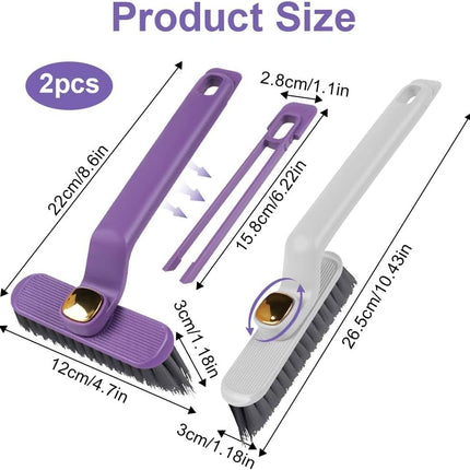 Petluno multifunctional rotating cleaning brush, 2 pieces of hole cleaning brushes, 360° hard bristle cleaning brush with cleaning clip for kitchen bathroom tiles door rails.