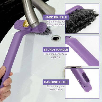 Petluno multifunctional rotating cleaning brush, 2 pieces of hole cleaning brushes, 360° hard bristle cleaning brush with cleaning clip for kitchen bathroom tiles door rails.