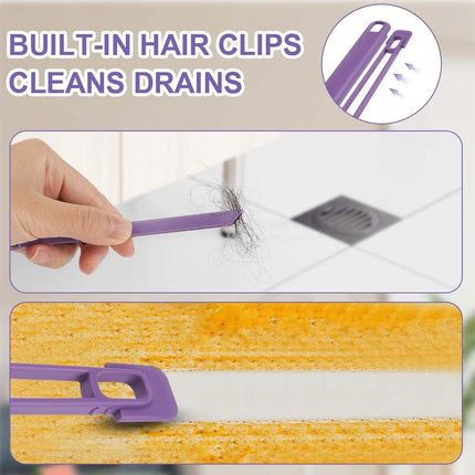 Petluno multifunctional rotating cleaning brush, 2 pieces of hole cleaning brushes, 360° hard bristle cleaning brush with cleaning clip for kitchen bathroom tiles door rails.