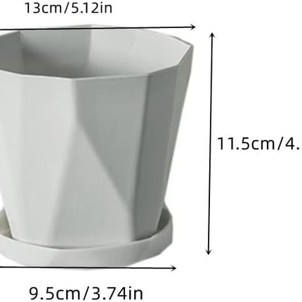 Flower pot, set of 3 flower pots, diameter 13 cm, with plastic saucer, round plant pot, weather-resistant, large flower pots A.
