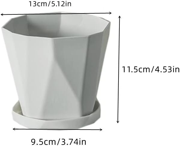 Flower pot, set of 3 flower pots, diameter 13 cm, with plastic saucer, round plant pot, weather-resistant, large flower pots A.