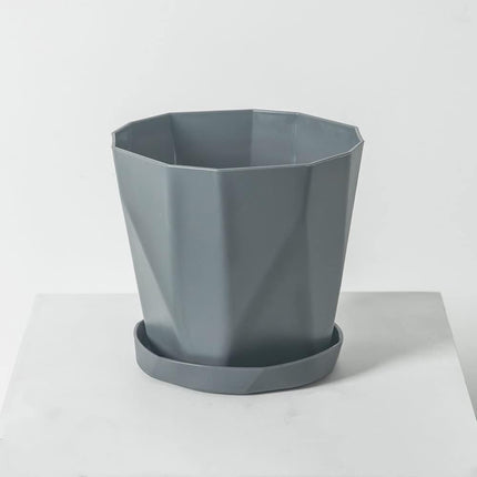 Flower pot, set of 3 flower pots, diameter 13 cm, with plastic saucer, round plant pot, weather-resistant, large flower pots A.