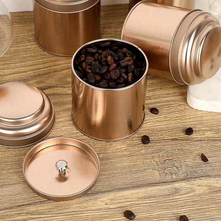 Petluno Set of 6 Loose Leaf Tea Tins 227ml Metal Nut Storage Jars Airtight Containers Kitchen Spice Jars, Food Tin for Tea, Coffee, Biscuits, Sugar.